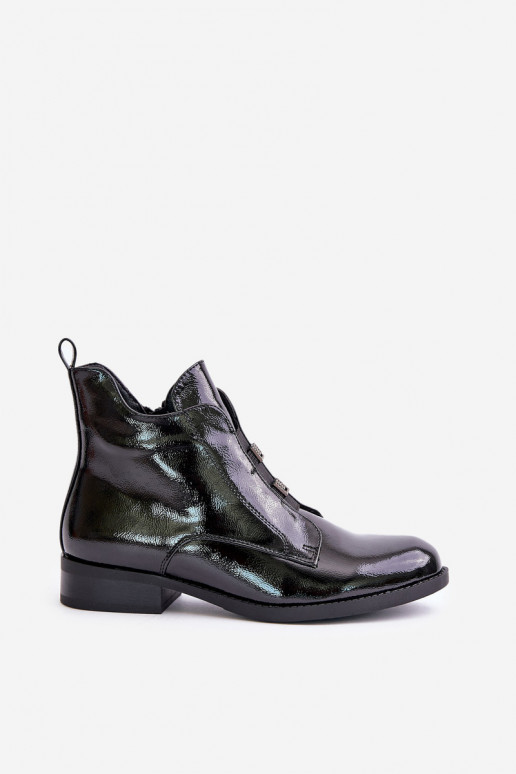 su lako efektu Aulinukai  pašiltinti su plačiais kulnais S.Barski HY42-717 Juodos spalvos