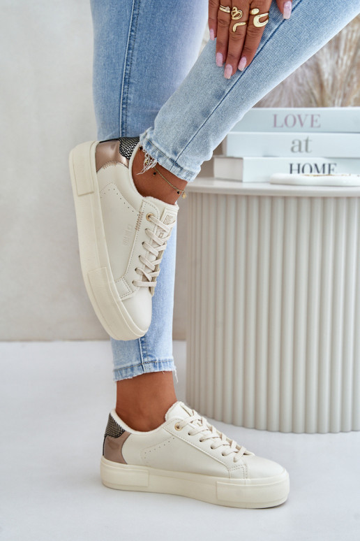 pašiltinti Laisvalaikio bateliai su platforma Big Star OO274A454 smėlio spalvos