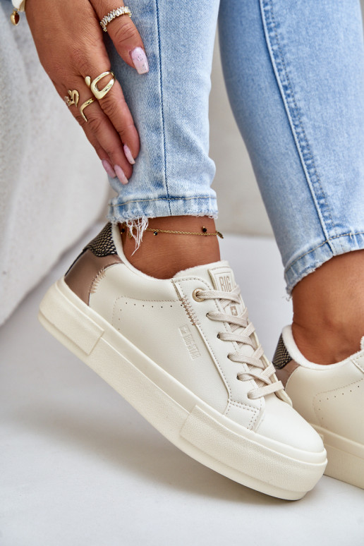 pašiltinti Laisvalaikio bateliai su platforma Big Star OO274A454 smėlio spalvos