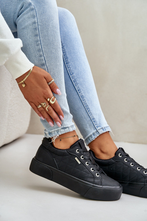 Laisvalaikio bateliai su platforma pašiltinti Big Star OO274A465 Juodos spalvos