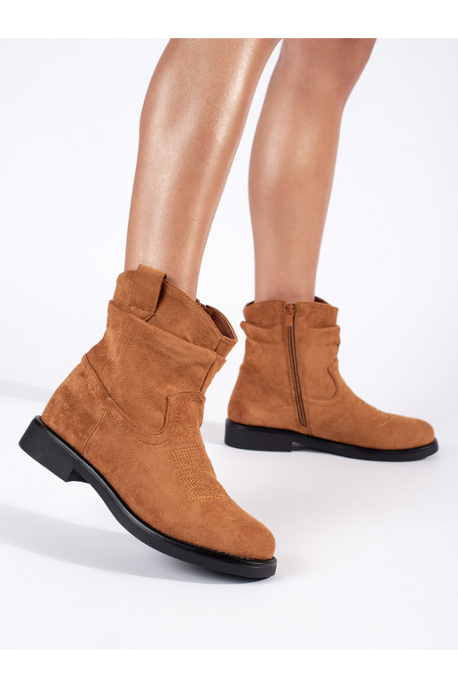 rudos spalvos iš zomšos kaubojiško stiliaus 