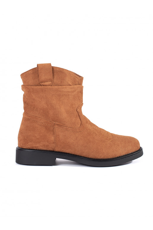 rudos spalvos iš zomšos kaubojiško stiliaus 