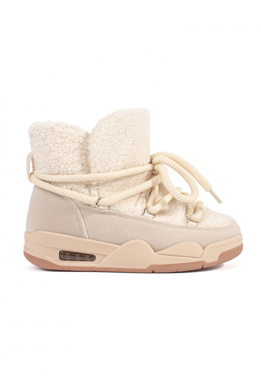smėlio spalvos Moteriški sniego batai su masyviu kulnu smėlio spalvos Moteriški sniego batai su masyviu kulnu