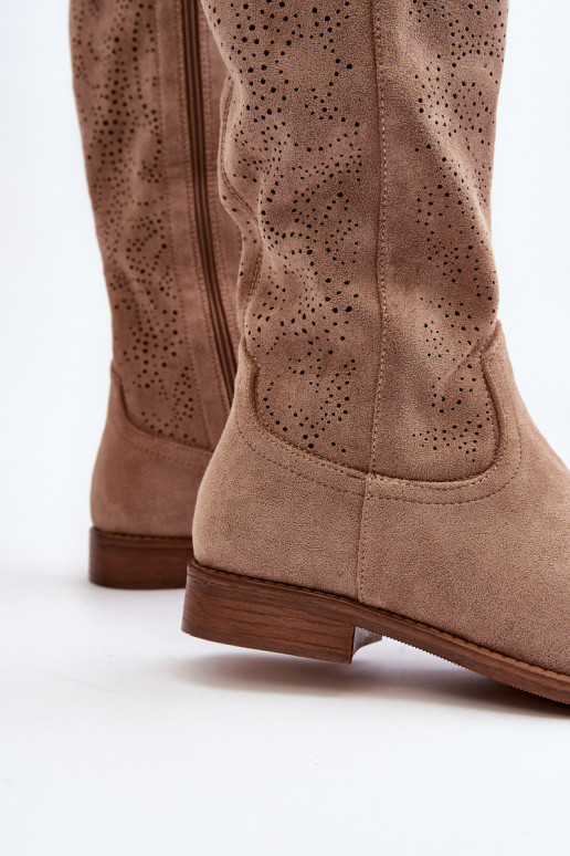 Moteriški ilgaauliai batai su ažūro...