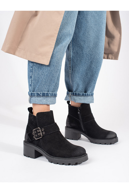 Juodos spalvos moteriški batai   nubuk  Sergio Leone Juodos spalvos moteriški batai   nubuk  Sergio Leone