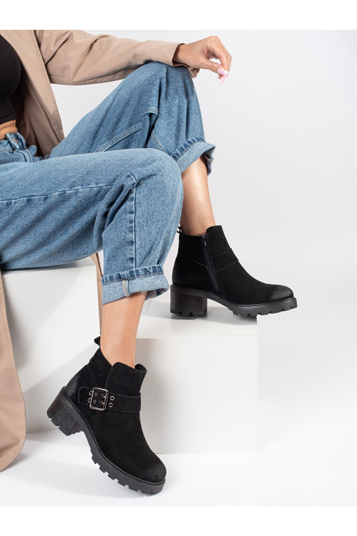 Juodos spalvos moteriški batai   nubuk  Sergio Leone Juodos spalvos moteriški batai   nubuk  Sergio Leone