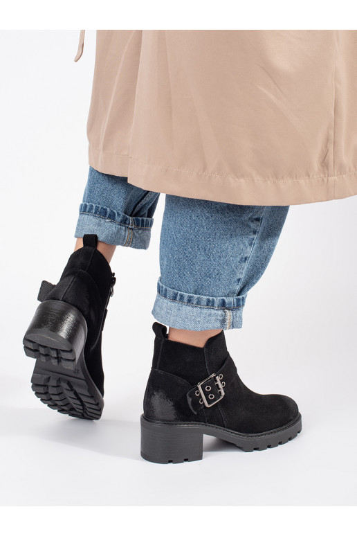 Juodos spalvos moteriški batai   nubuk  Sergio Leone Juodos spalvos moteriški batai   nubuk  Sergio Leone