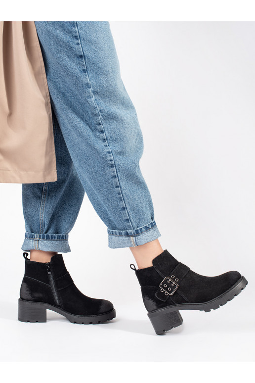 Juodos spalvos moteriški batai   nubuk  Sergio Leone Juodos spalvos moteriški batai   nubuk  Sergio Leone