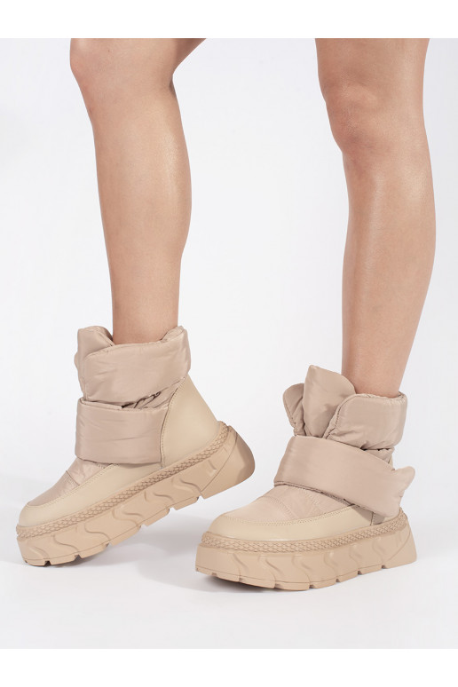 smėlio spalvos su pašiltinimu Moteriški sniego batai su masyviu kulnu smėlio spalvos su pašiltinimu Moteriški sniego batai su masyviu kulnu