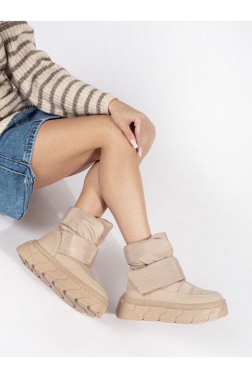 smėlio spalvos su pašiltinimu Moteriški sniego batai su masyviu kulnu smėlio spalvos su pašiltinimu Moteriški sniego batai su masyviu kulnu