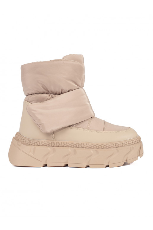 smėlio spalvos su pašiltinimu Moteriški sniego batai su masyviu kulnu smėlio spalvos su pašiltinimu Moteriški sniego batai su masyviu kulnu
