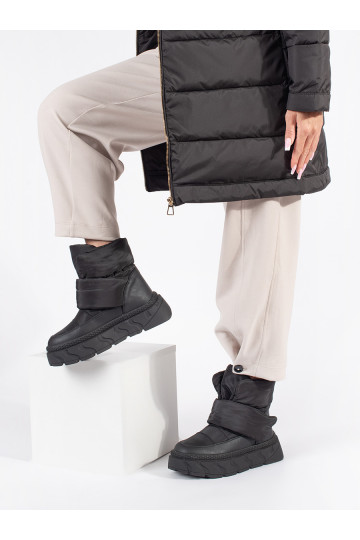 Juodos spalvos su pašiltinimu Moteriški sniego batai su masyviu kulnu