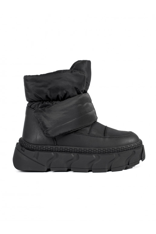 Juodos spalvos su pašiltinimu Moteriški sniego batai su masyviu kulnu Juodos spalvos su pašiltinimu Moteriški sniego batai su masyviu kulnu