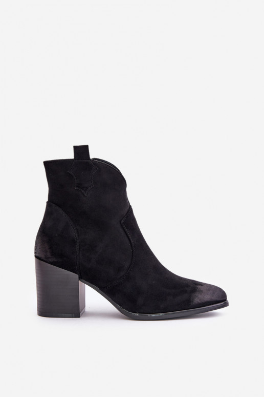 kaubojiško stiliaus aulinukai su kulniukais pašiltinti Z iš eko zomšosu Vinceza 58345 Juodos spalvos