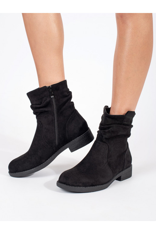 Juodos spalvos iš zomšos kaubojiško stiliaus batai