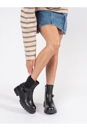 Juodos spalvos   Moteriški batai su platforma Sergio Leone 2