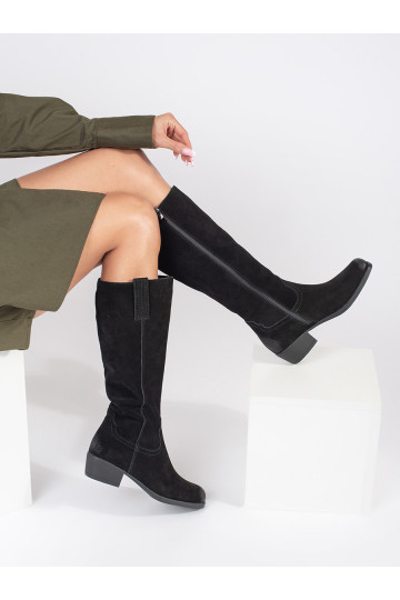 Juodos spalvos   su pašiltinimu ilgaauliai batai Sergio Leone