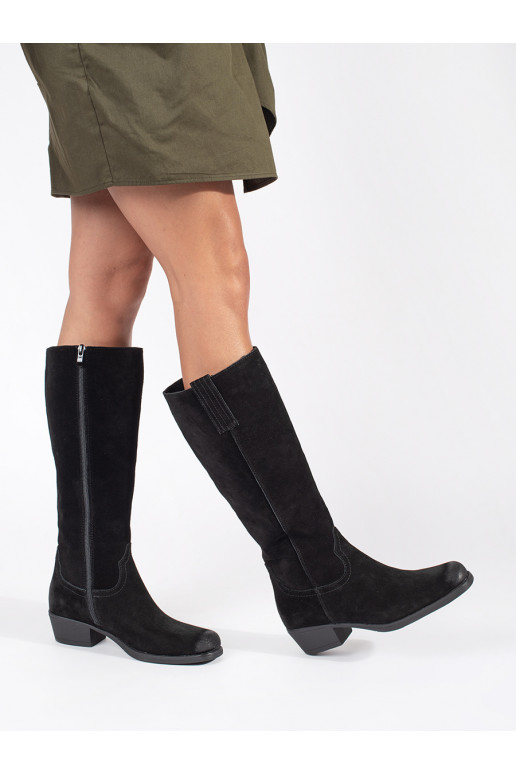 Juodos spalvos   su pašiltinimu ilgaauliai batai Sergio Leone