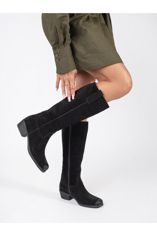 Juodos spalvos   su pašiltinimu ilgaauliai batai Sergio Leone