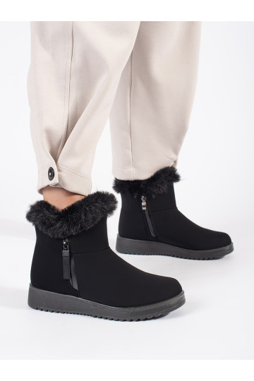Juodos spalvos  su pašiltinimu moteriški batai su kailiuku 2