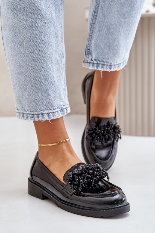  Mokasinai su lako efektu S.Barski HY369A Juodos spalvos