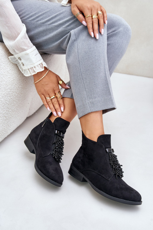 pašiltinti  Aulinukai su ornamentais  S.Barski HY42-715 Juodos spalvos