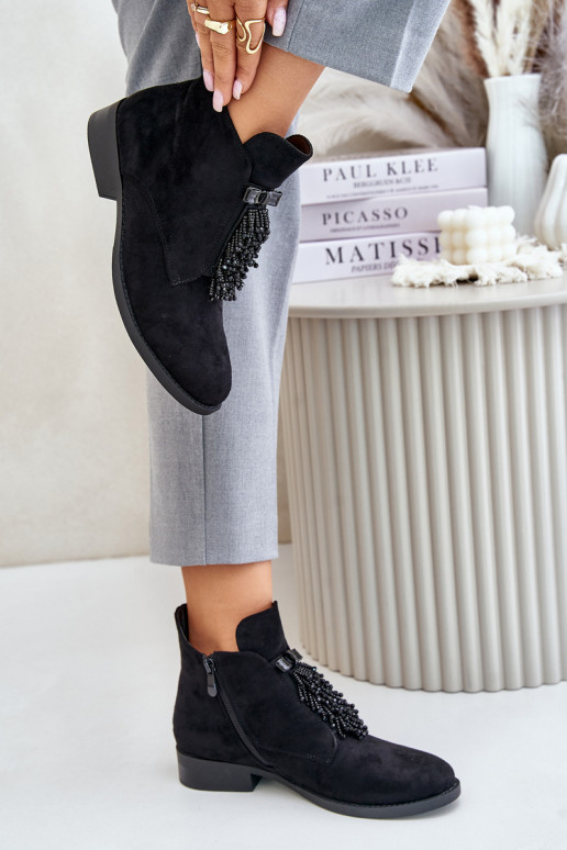 pašiltinti  Aulinukai su ornamentais  S.Barski HY42-715 Juodos spalvos