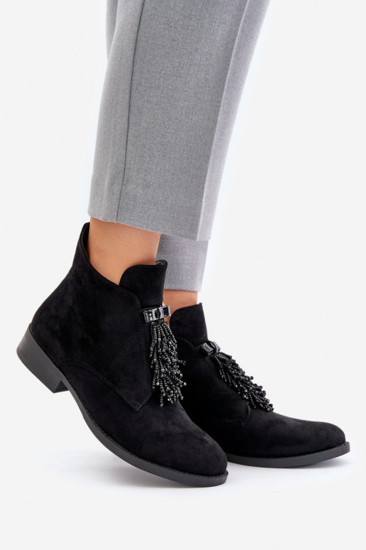 pašiltinti  Aulinukai su ornamentais  S.Barski HY42-715 Juodos spalvos