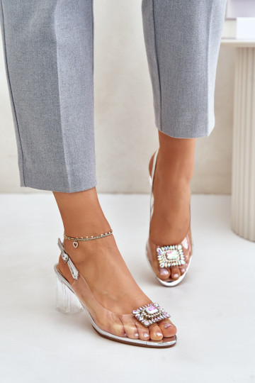 basutės Z Broszką su kulniukais D&A MR42-031 sidabro spalvos 2