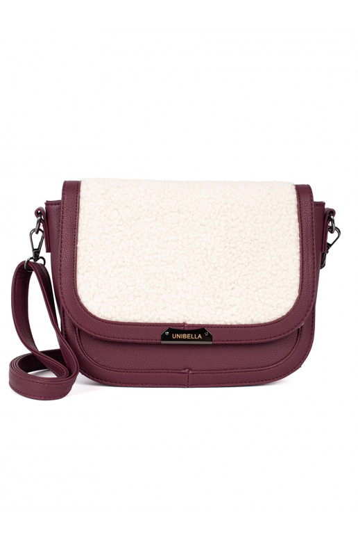 bordo spalvos rankinė  su kailiuku typu baranek