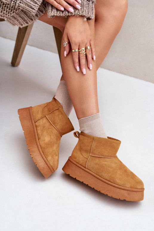  sniego batai  su platforma pašiltinti su kailiuku viduje rudos spalvos Saldren