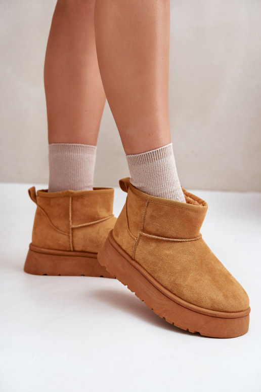  sniego batai  su platforma pašiltinti su kailiuku viduje rudos spalvos Saldren