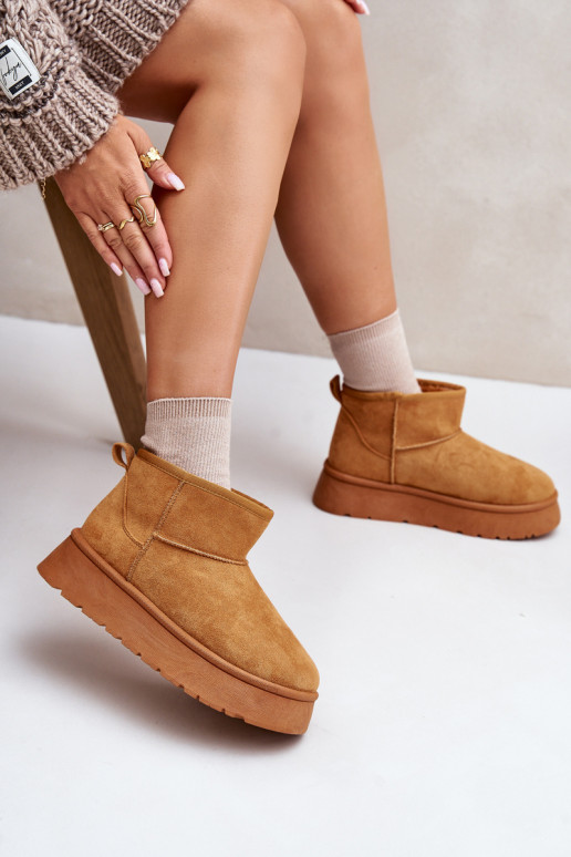  sniego batai  su platforma pašiltinti su kailiuku viduje rudos spalvos Saldren