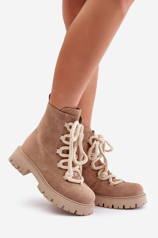 pašiltinti Aulinukai Z iš eko zomšosu  smėlio spalvos Caellita