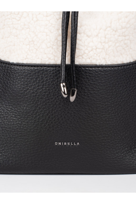 juoda elegantiška rankinė su kailiuku typu baranek