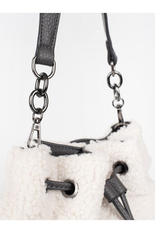 pilka elegantiška rankinė su kailiuku typu baranek