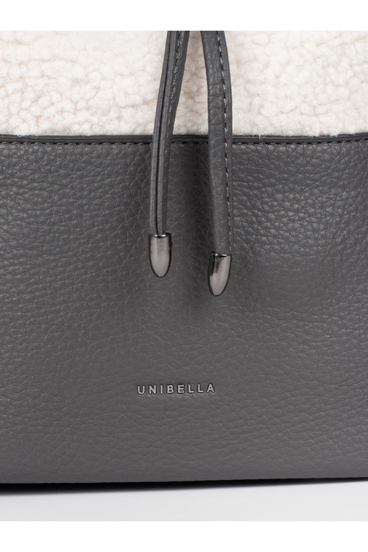 pilka elegantiška rankinė su kailiuku typu baranek