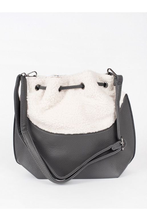 pilka elegantiška rankinė su kailiuku typu baranek