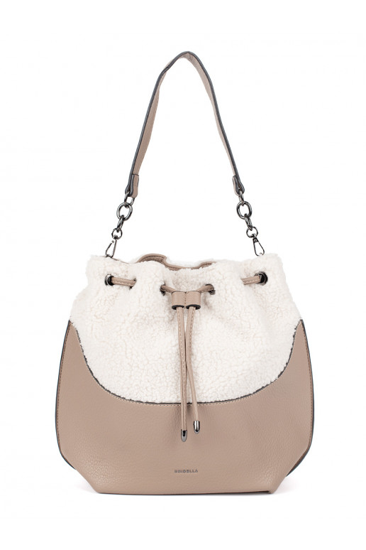 dramblio kaulo spalvos elegantiška rankinė su kailiuku typu baranek