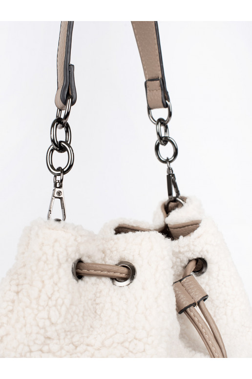 dramblio kaulo spalvos elegantiška rankinė su kailiuku typu baranek