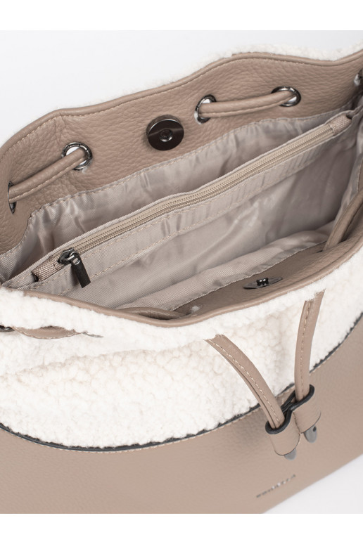 dramblio kaulo spalvos elegantiška rankinė su kailiuku typu baranek