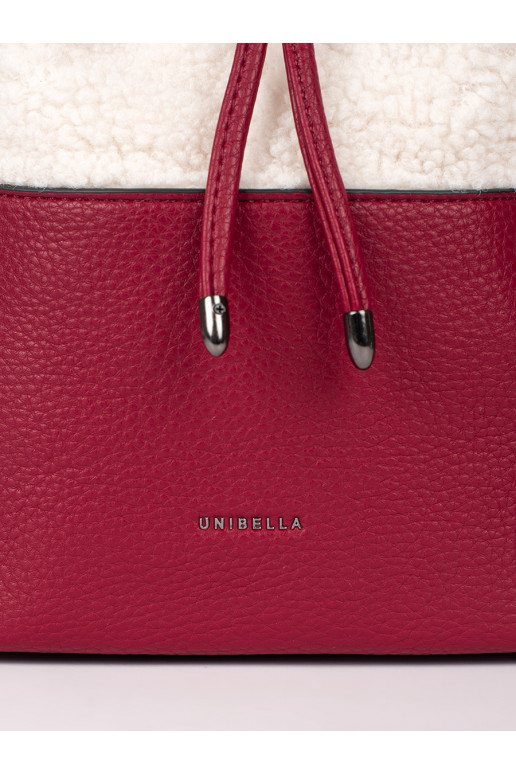 raudona elegantiška rankinė su kailiuku typu baranek