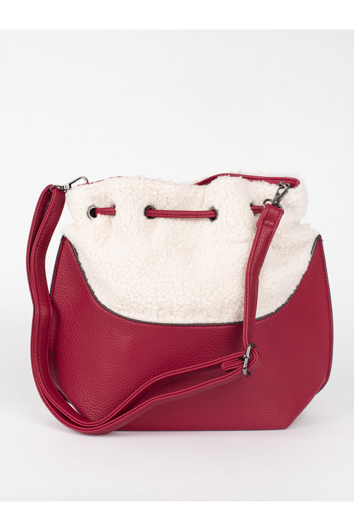 raudona elegantiška rankinė su kailiuku typu baranek