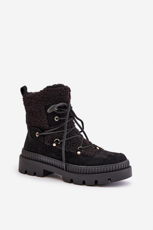 Aulinukai su kailiuku Typu Baranek Juodos spalvos Merilana