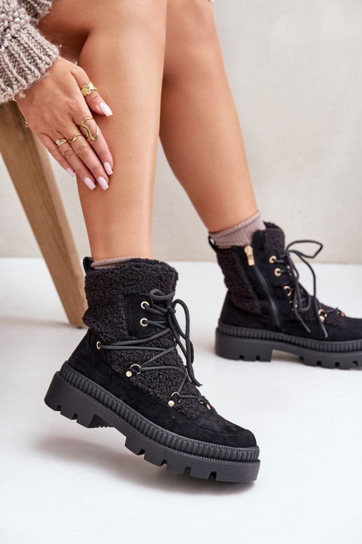 Aulinukai su kailiuku Typu Baranek Juodos spalvos Merilana