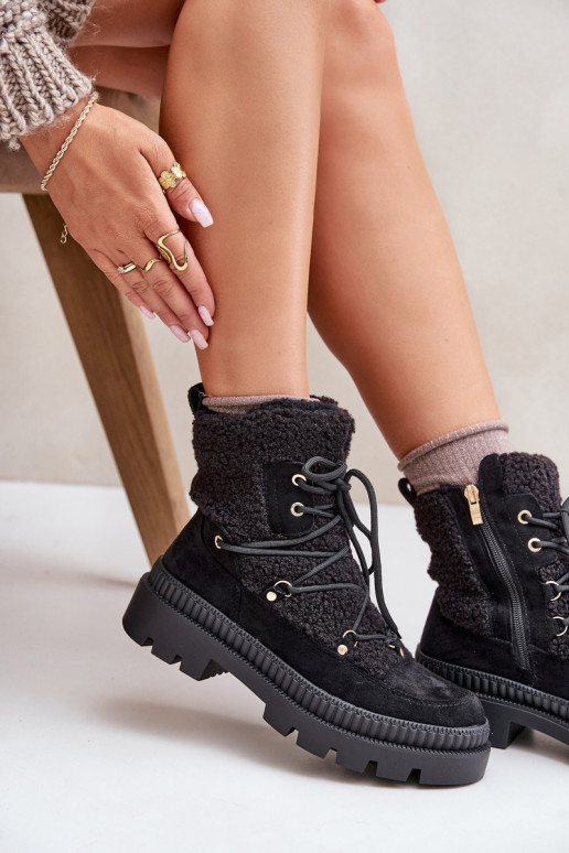 Aulinukai su kailiuku Typu Baranek Juodos spalvos Merilana