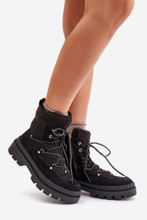 Aulinukai su kailiuku Typu Baranek Juodos spalvos Merilana