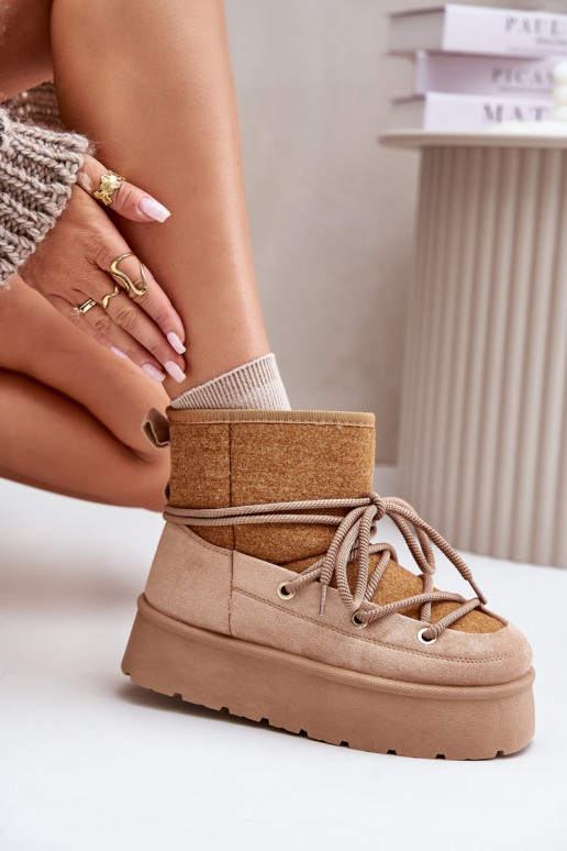 sniego batai su stilingomis detalėmis su platforma rudos spalvos Mavora