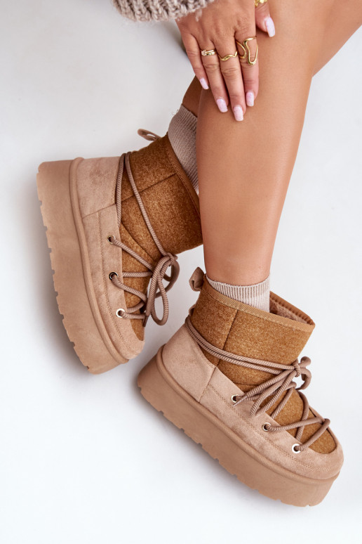 sniego batai su stilingomis detalėmis su platforma rudos spalvos Mavora