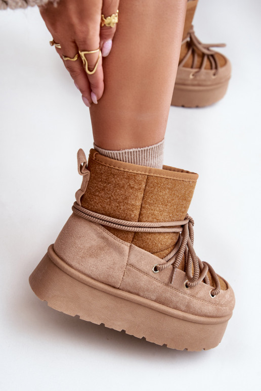 sniego batai su stilingomis detalėmis su platforma rudos spalvos Mavora